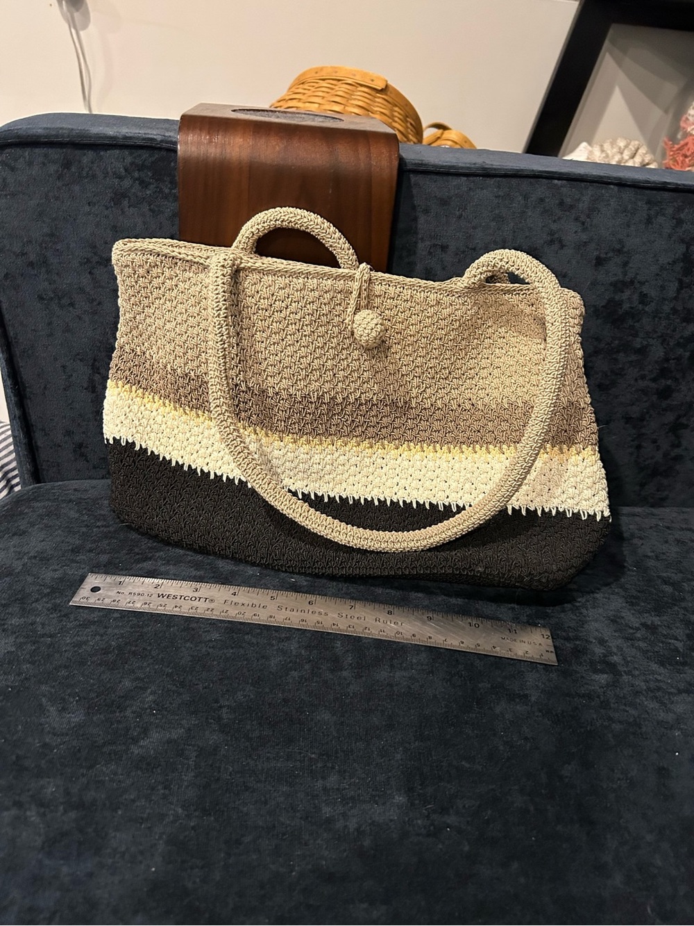 Liz Claiborne Striped Woven Shoulder Bag - Beige, Cream & Brown